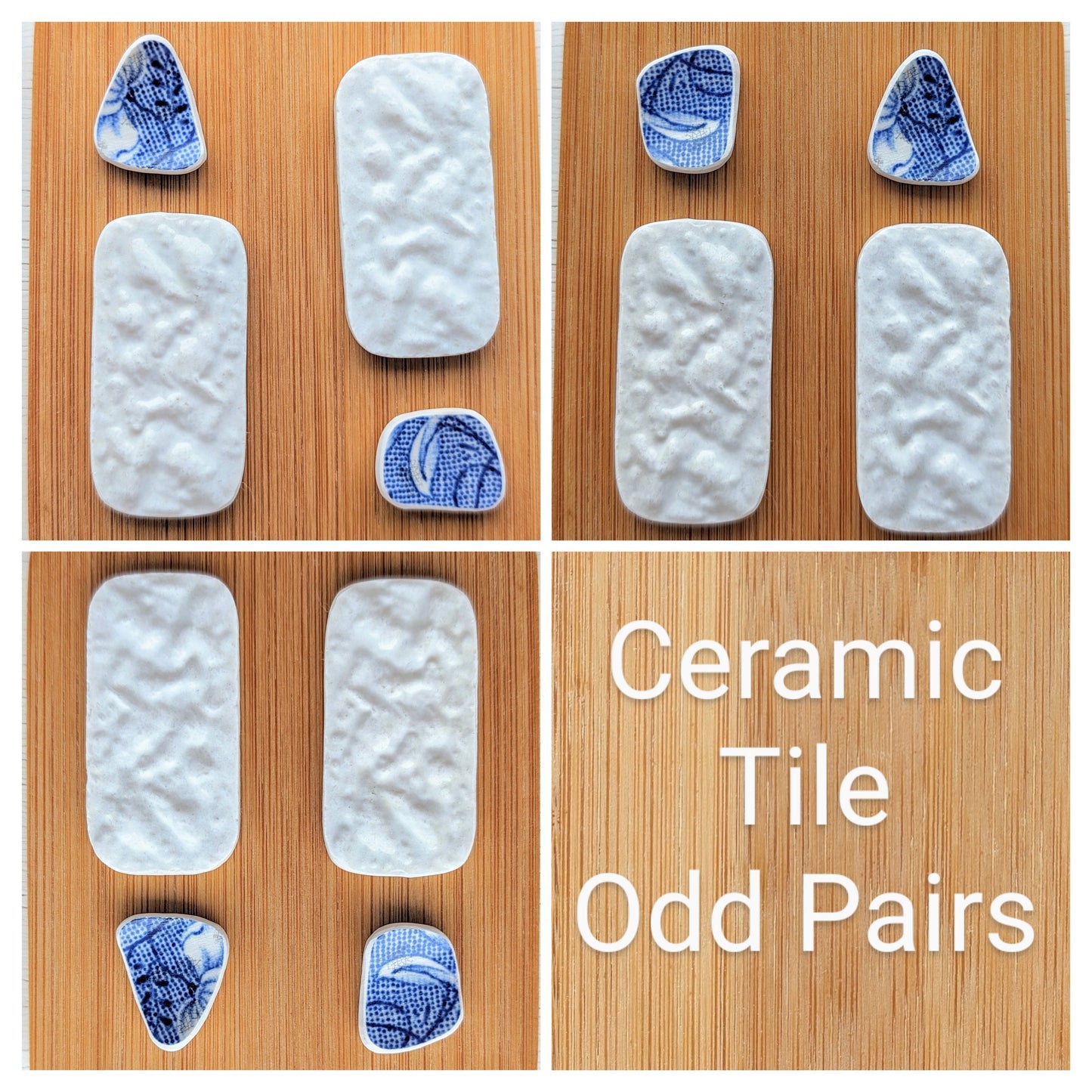 "Ceramic Tile" odd pairs: Hand-shaped Edinburgh Sea-Pieces - Sea Glass & Sea Pottery