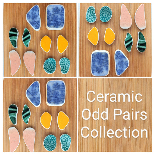 "Ceramic Odd Pairs" bundle: Hand-shaped Edinburgh Sea-Pieces - Sea Glass & Sea Pottery