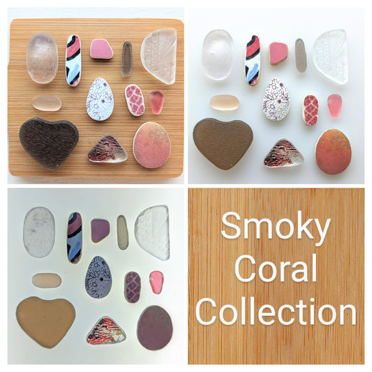 "Smoky Coral" Collection: Hand-shaped Edinburgh Sea-Pieces - Sea Glass & Sea Pottery