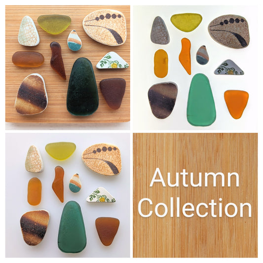 "Autumn" Collection: Hand-shaped Edinburgh Sea-Pieces - Sea Glass & Sea Pottery