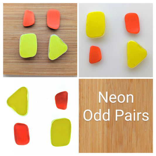 "Neon" odd pairs: Hand-shaped Edinburgh Sea-Pieces - Sea Glass & Sea Pottery