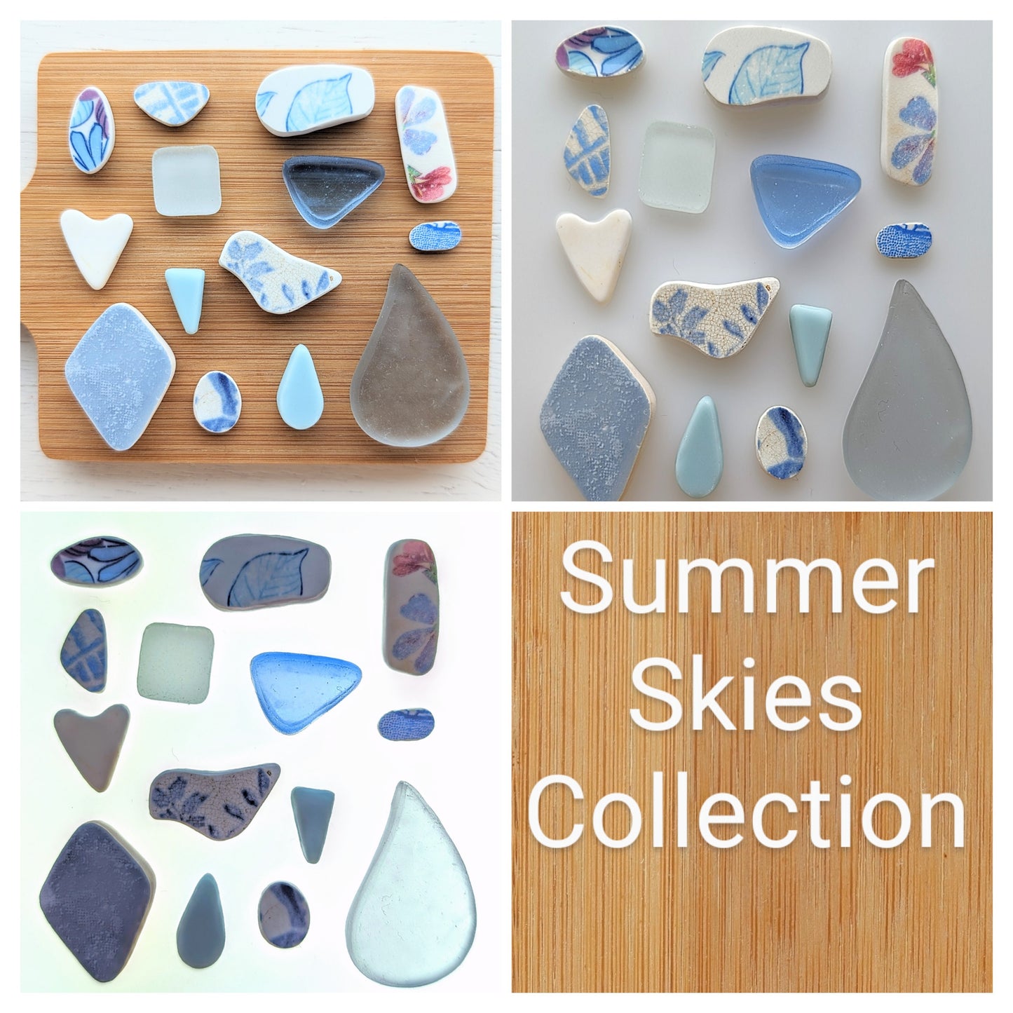 "Summer Skies" Collection: Hand-shaped Edinburgh Sea-Pieces - Sea Glass & Sea Pottery