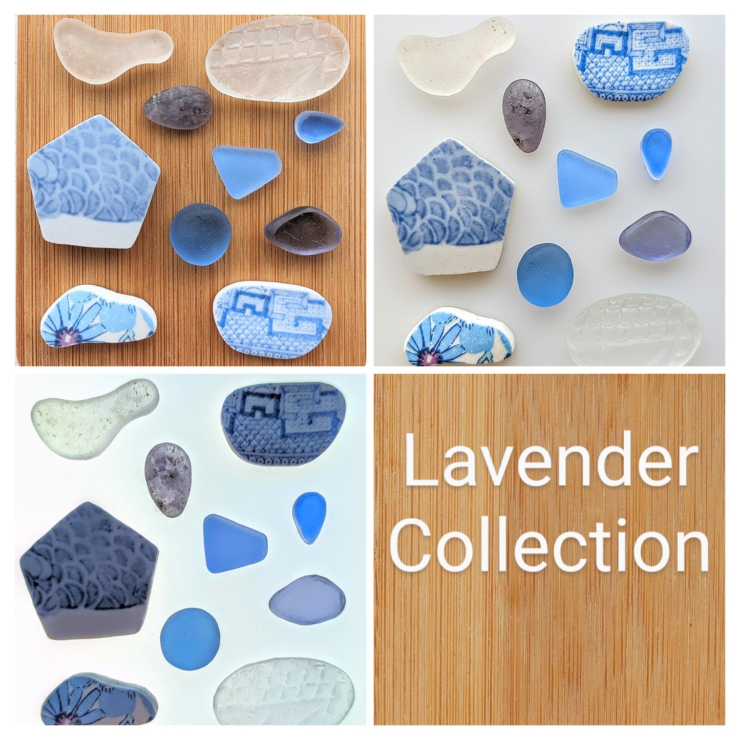 "Lavender Collection": Hand-shaped Edinburgh Sea-Pieces - Sea Glass & Sea Pottery