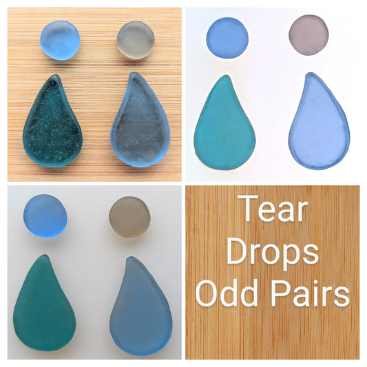 "Tear Drops" odd pairs: Hand-shaped Edinburgh Sea-Pieces - Sea Glass & Sea Pottery