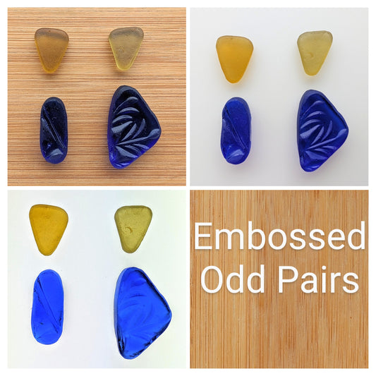 "Embossed" odd pairs: Hand-shaped Edinburgh Sea-Pieces - Sea Glass & Sea Pottery