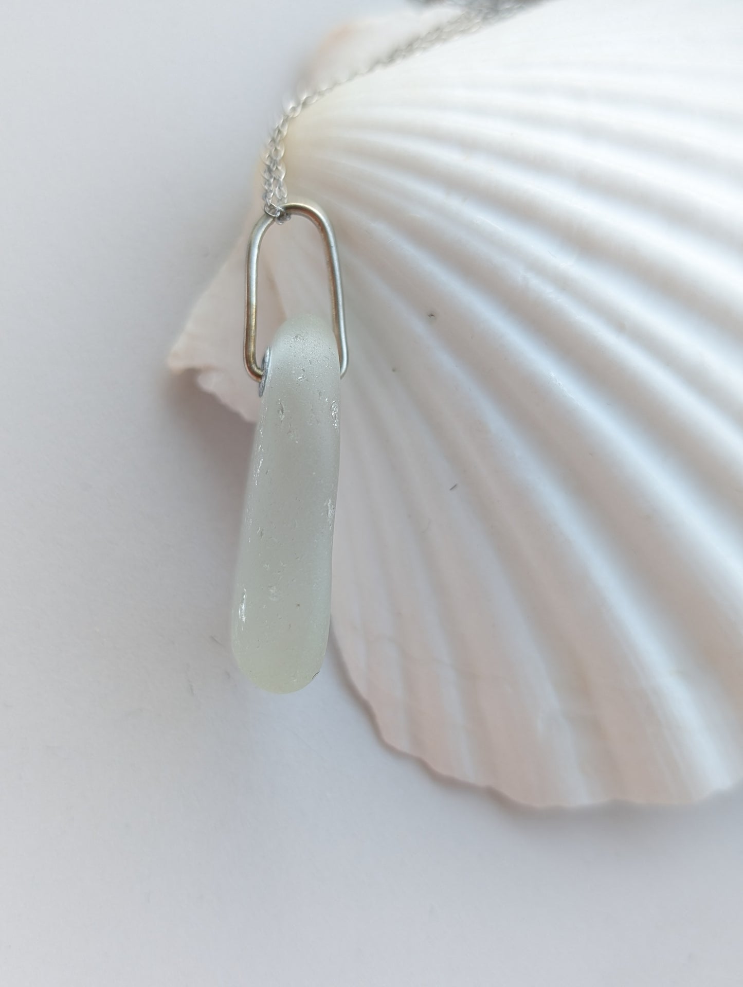 Riveted Sea Glass Silver Necklace