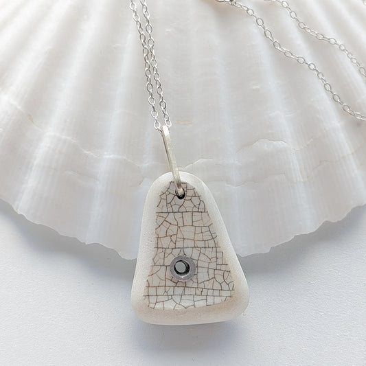 Riveted Crackled Sea Pottery Necklace