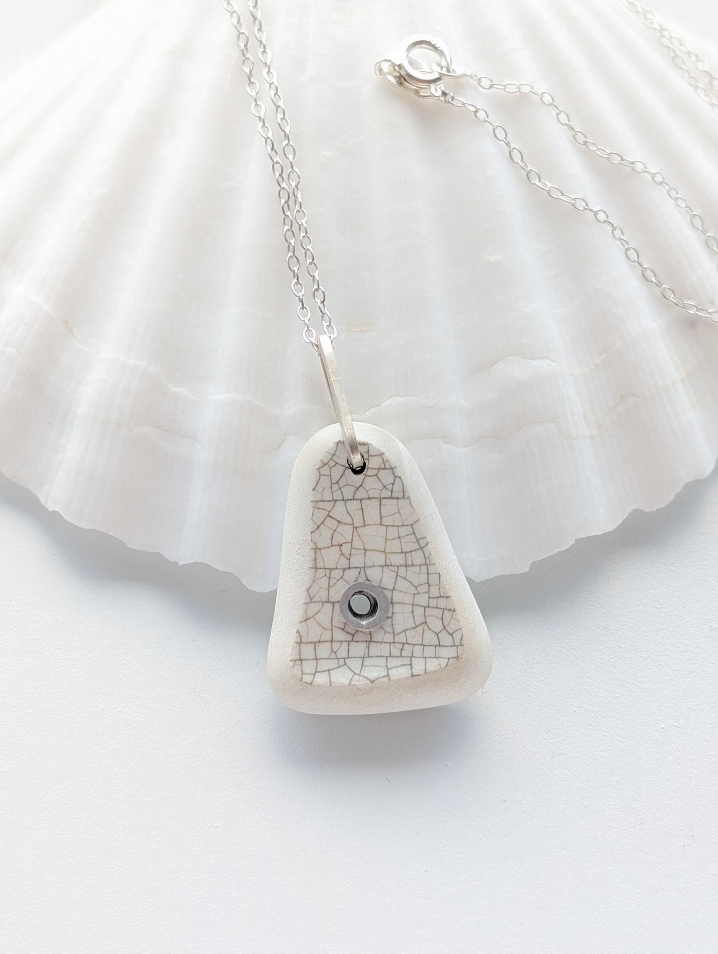 Riveted Crackled Sea Pottery Necklace