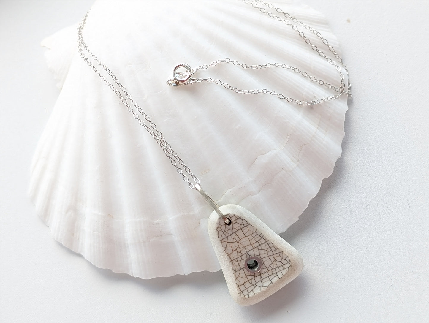 Riveted Crackled Sea Pottery Necklace