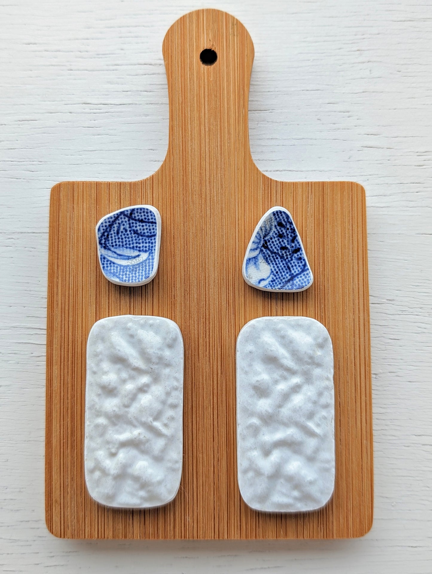 "Ceramic Tile" odd pairs: Hand-shaped Edinburgh Sea-Pieces - Sea Glass & Sea Pottery