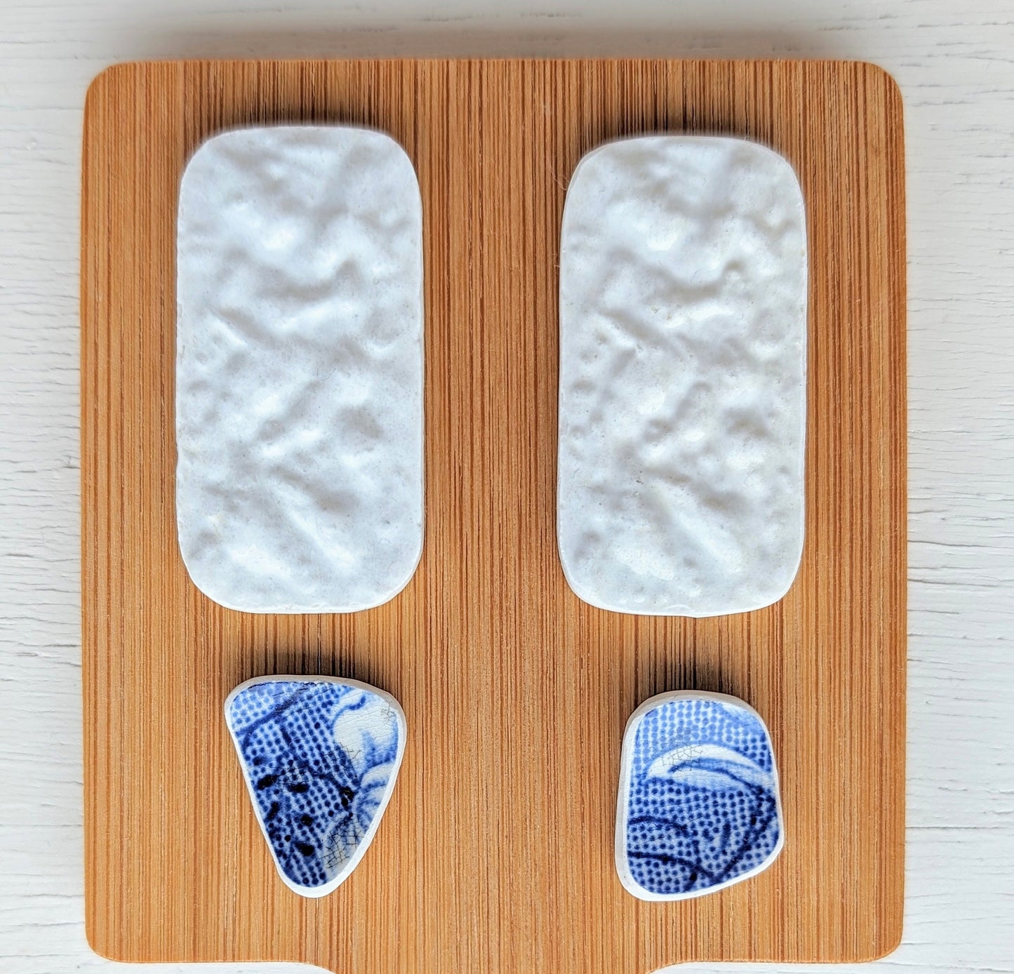 "Ceramic Tile" odd pairs: Hand-shaped Edinburgh Sea-Pieces - Sea Glass & Sea Pottery