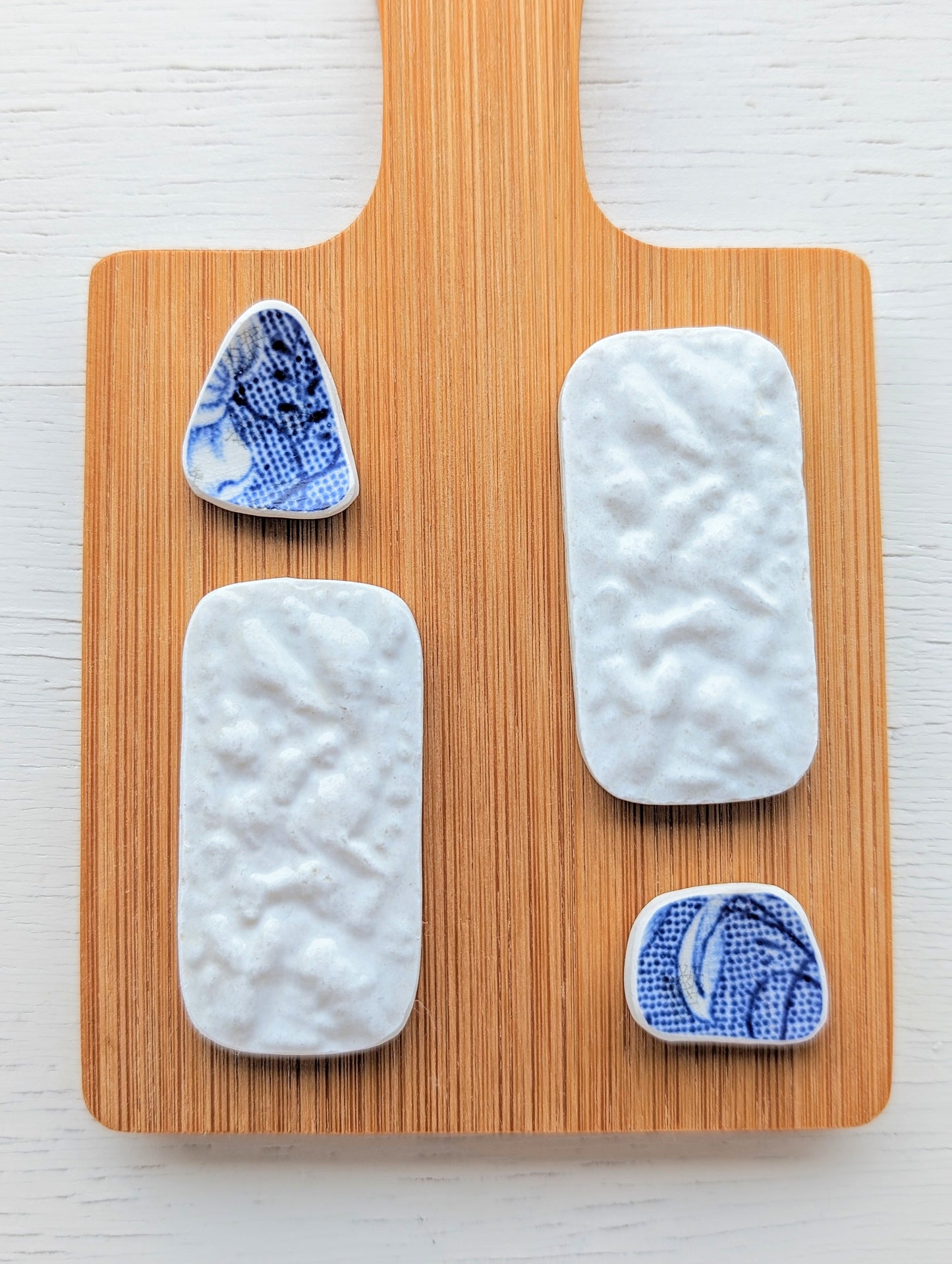 "Ceramic Tile" odd pairs: Hand-shaped Edinburgh Sea-Pieces - Sea Glass & Sea Pottery