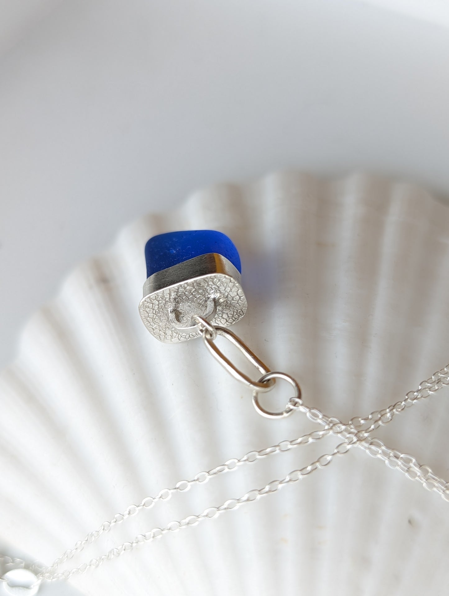 Cobalt Blue Edinburgh Sea Glass Sterling Silver Necklace