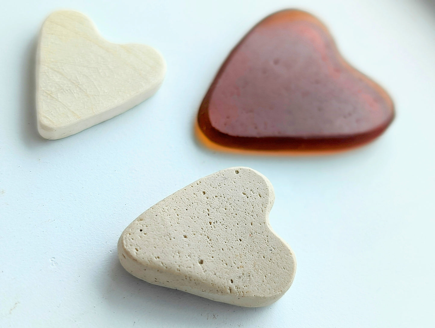 Hand-shaped Edinburgh Sea-Pieces. Sea Glass & Sea Pottery Hearts