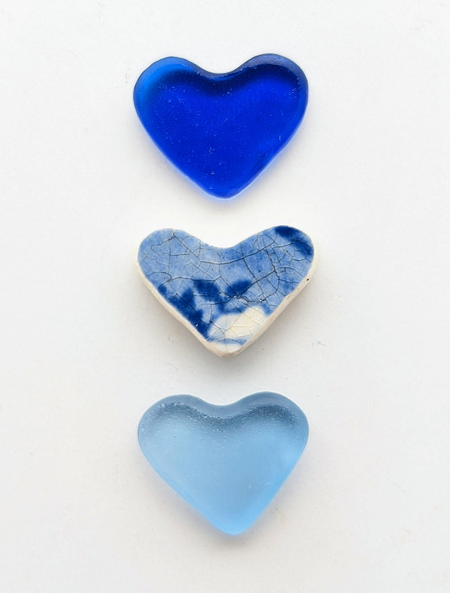 Hand-shaped Edinburgh Sea-Pieces. Sea Glass & Sea Pottery Hearts