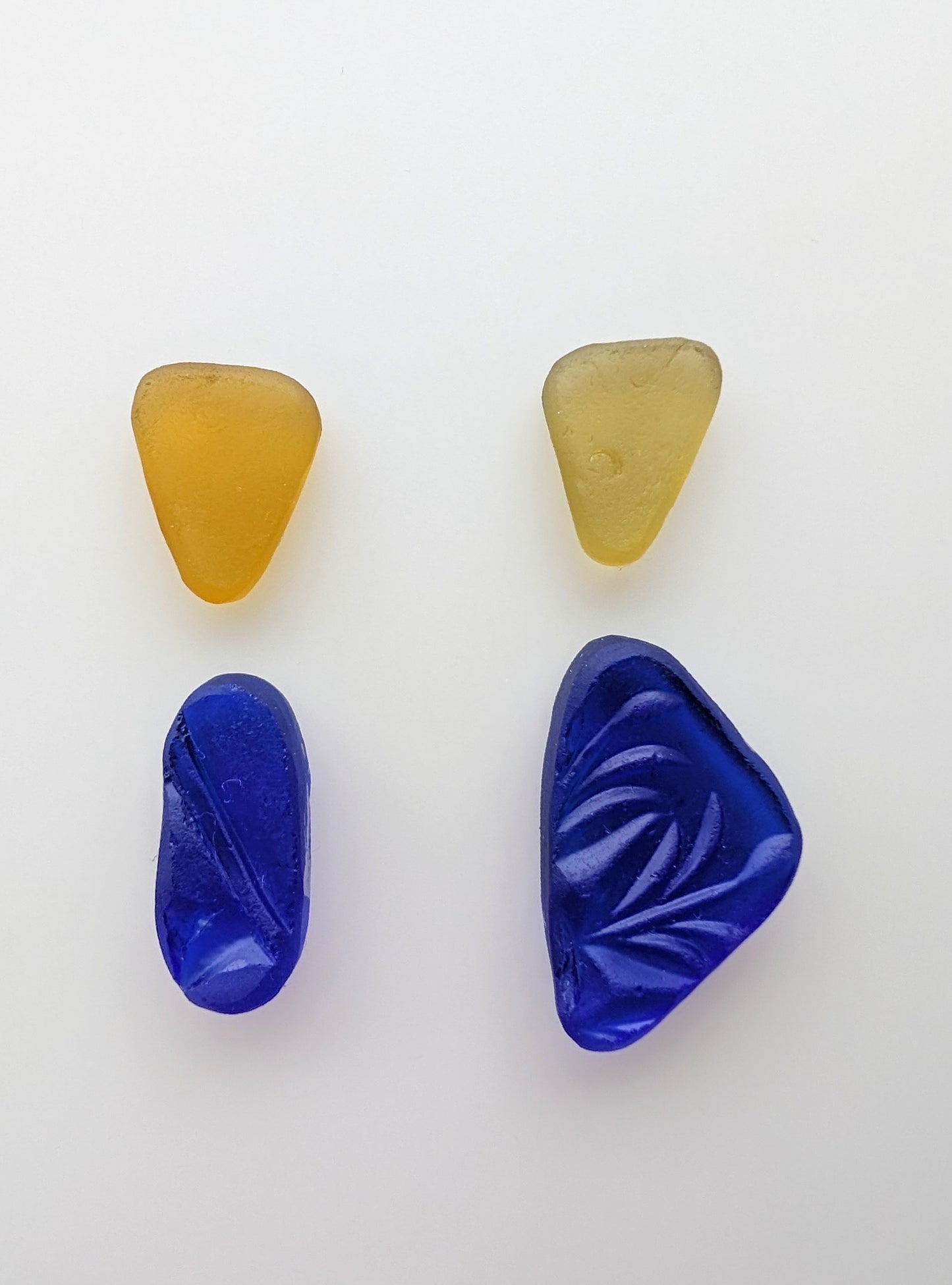 "Embossed" odd pairs: Hand-shaped Edinburgh Sea-Pieces - Sea Glass & Sea Pottery