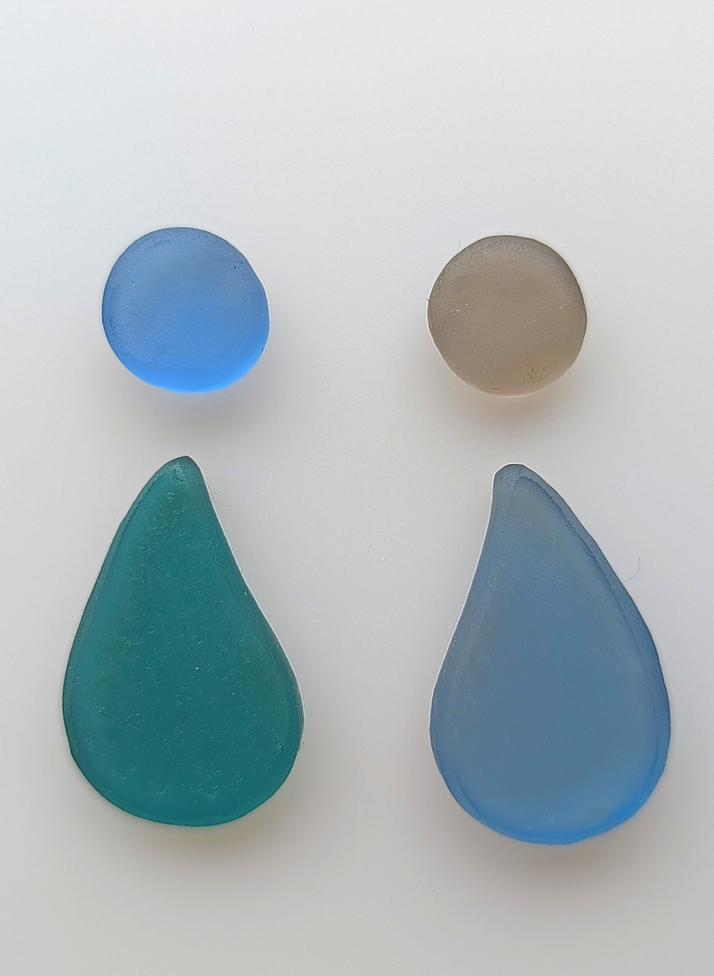 "Tear Drops" odd pairs: Hand-shaped Edinburgh Sea-Pieces - Sea Glass & Sea Pottery