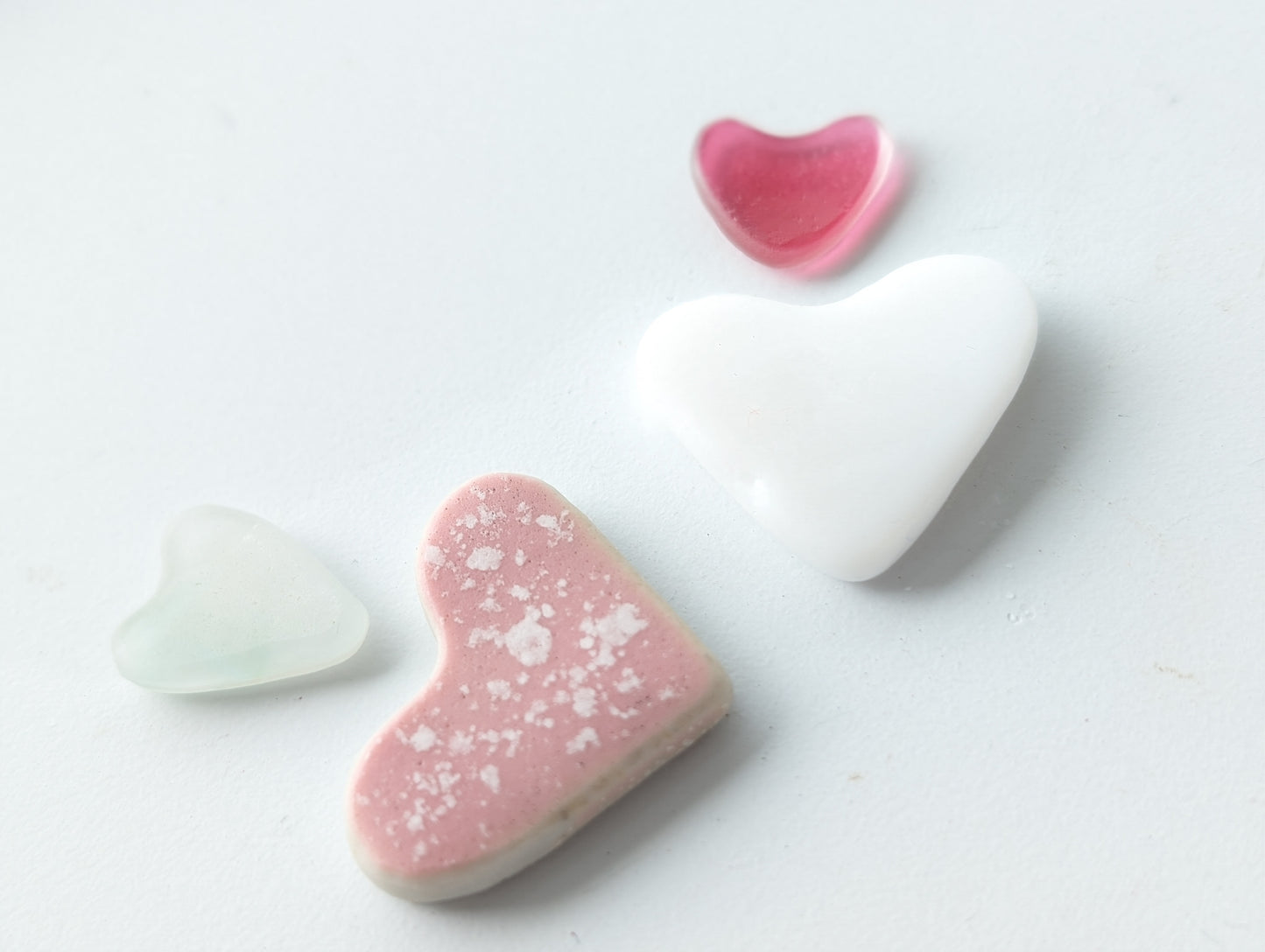 Hand-shaped Edinburgh Sea-Pieces. Sea Glass & Sea Pottery Hearts