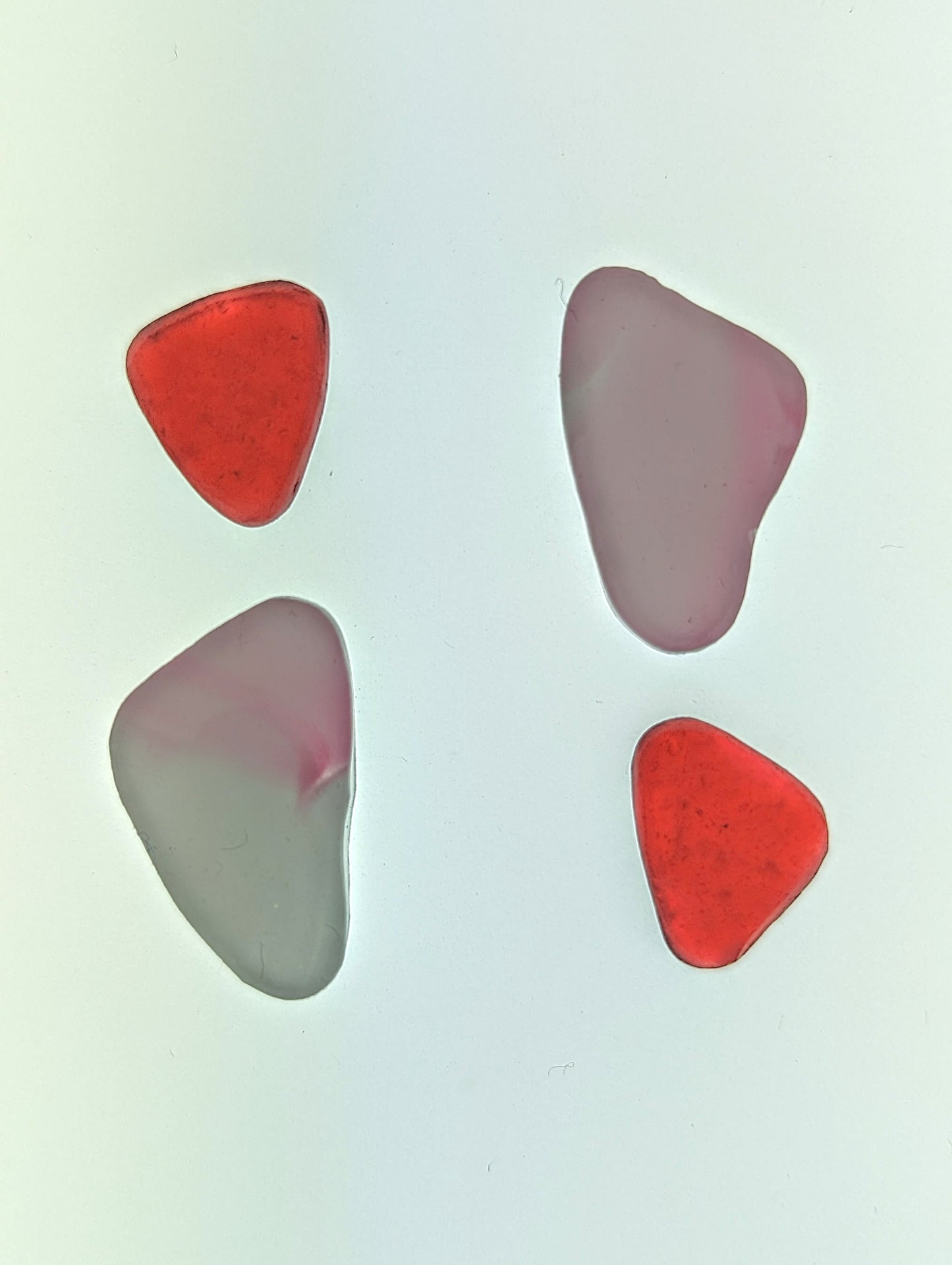 "Raspberry Ripple" odd pairs: Hand-shaped Edinburgh Sea-Pieces - Sea Glass & Sea Pottery