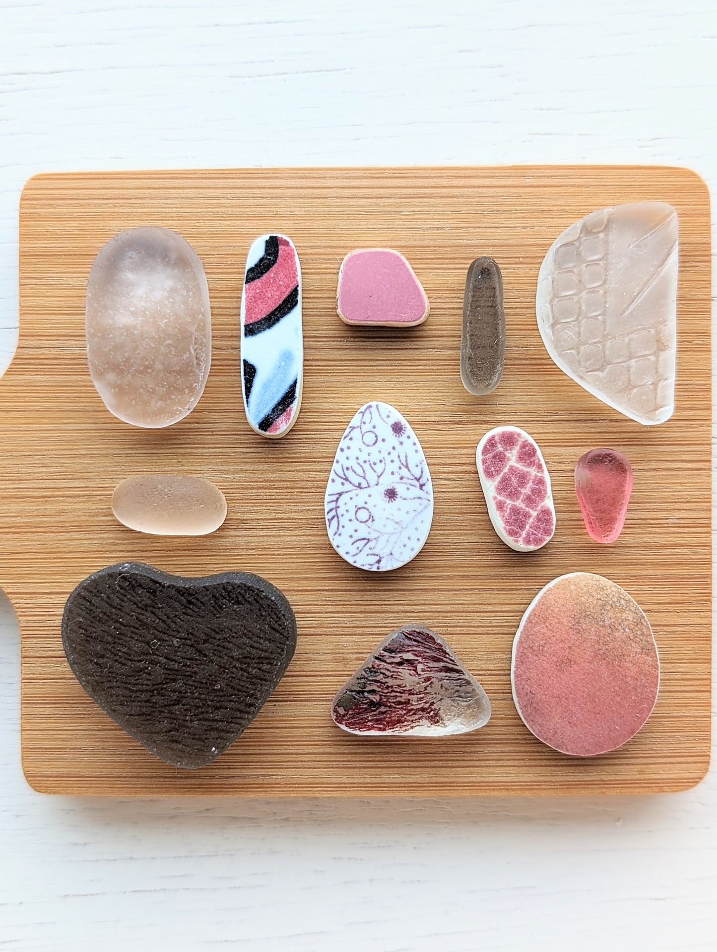 "Smoky Coral" Collection: Hand-shaped Edinburgh Sea-Pieces - Sea Glass & Sea Pottery