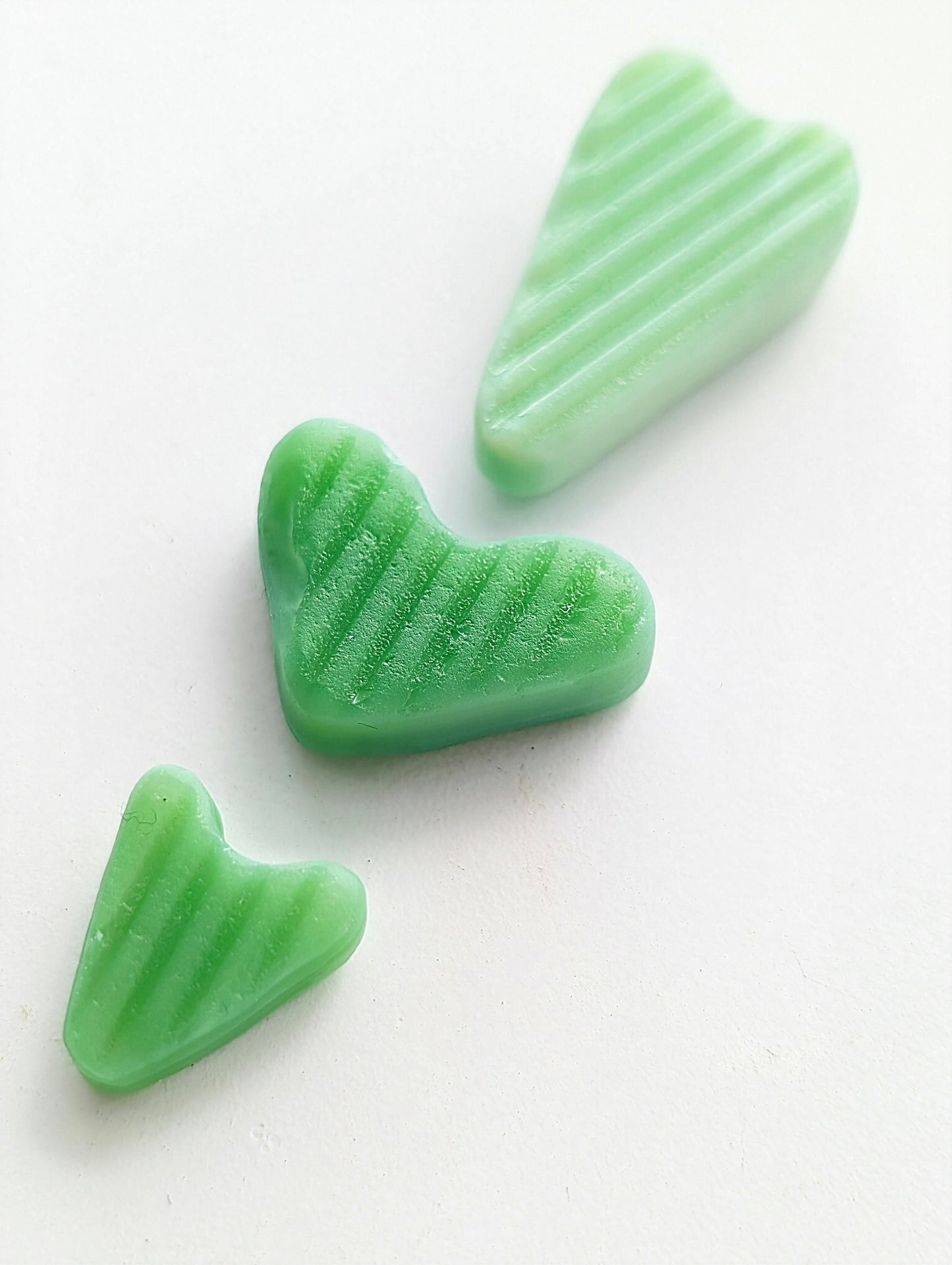 Hand-shaped Edinburgh Sea Pieces. Vitrolite Sea Glass Hearts