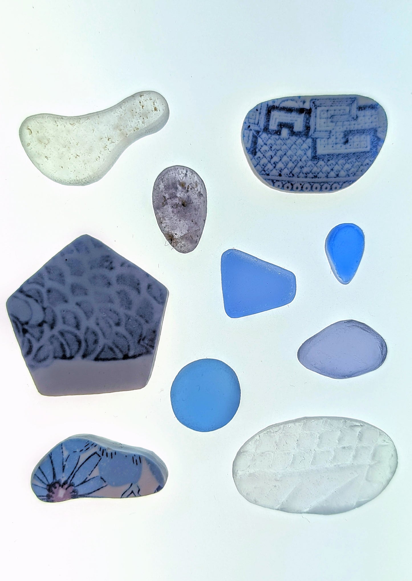 "Lavender Collection": Hand-shaped Edinburgh Sea-Pieces - Sea Glass & Sea Pottery