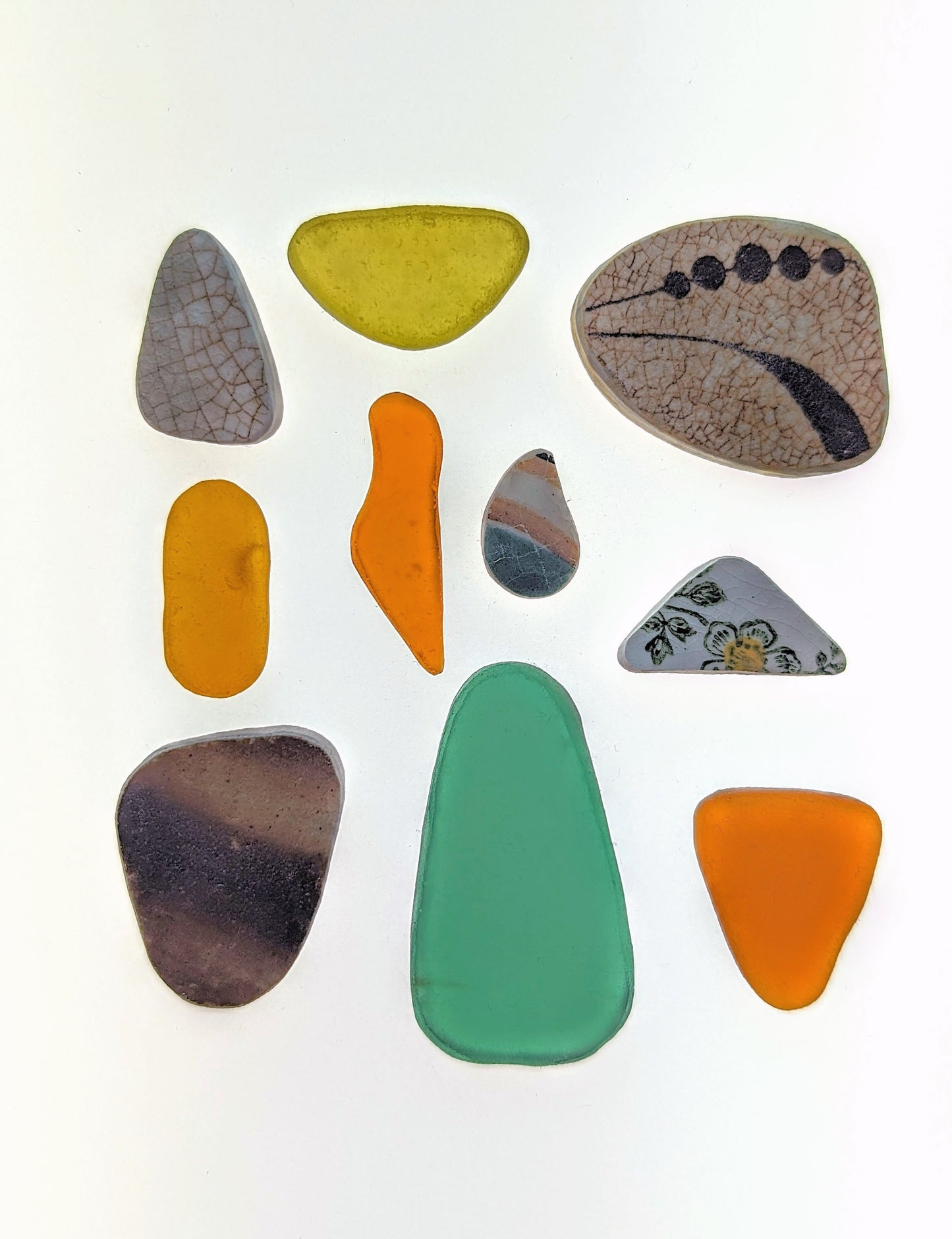 "Autumn" Collection: Hand-shaped Edinburgh Sea-Pieces - Sea Glass & Sea Pottery