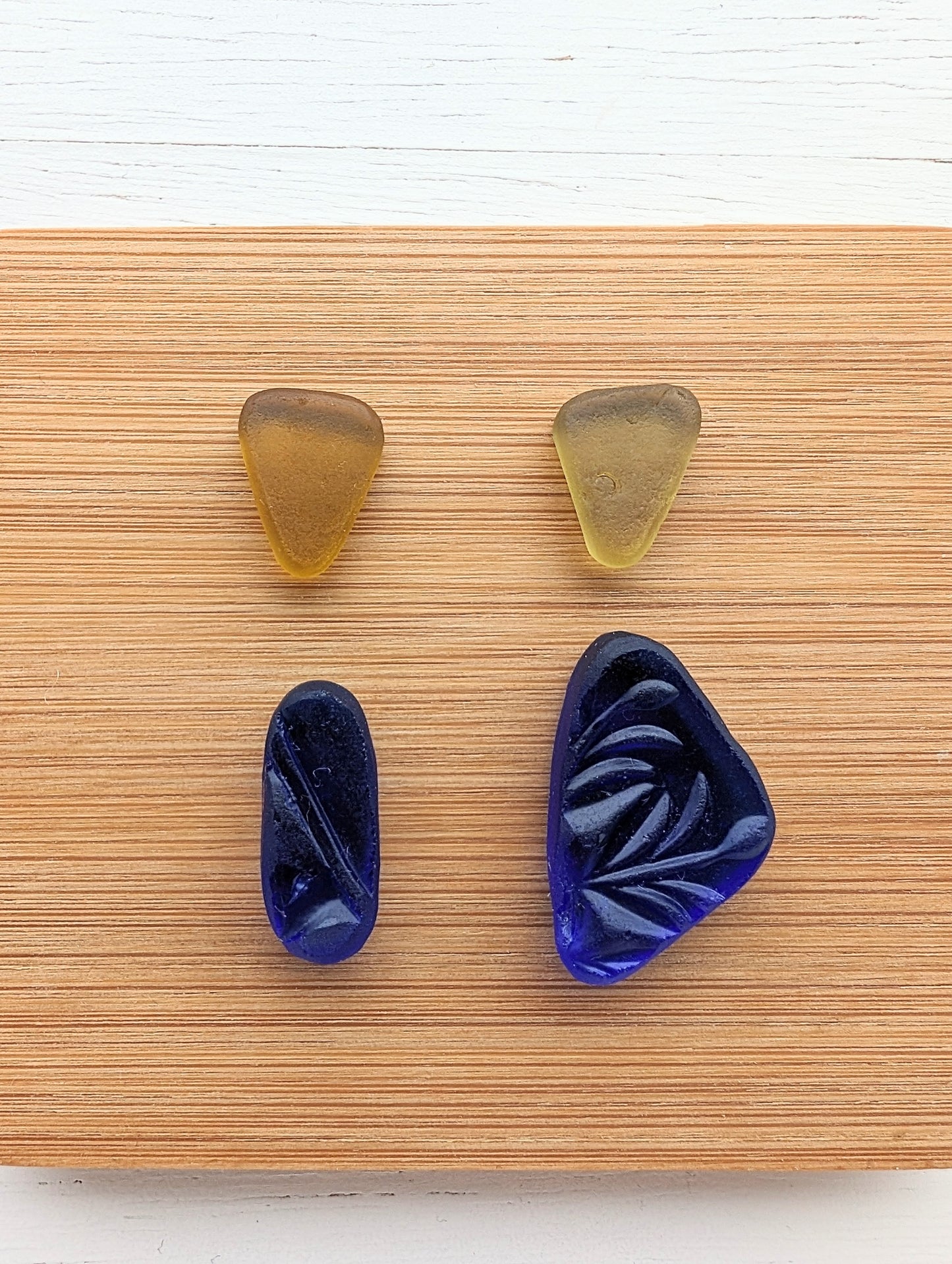 "Embossed" odd pairs: Hand-shaped Edinburgh Sea-Pieces - Sea Glass & Sea Pottery