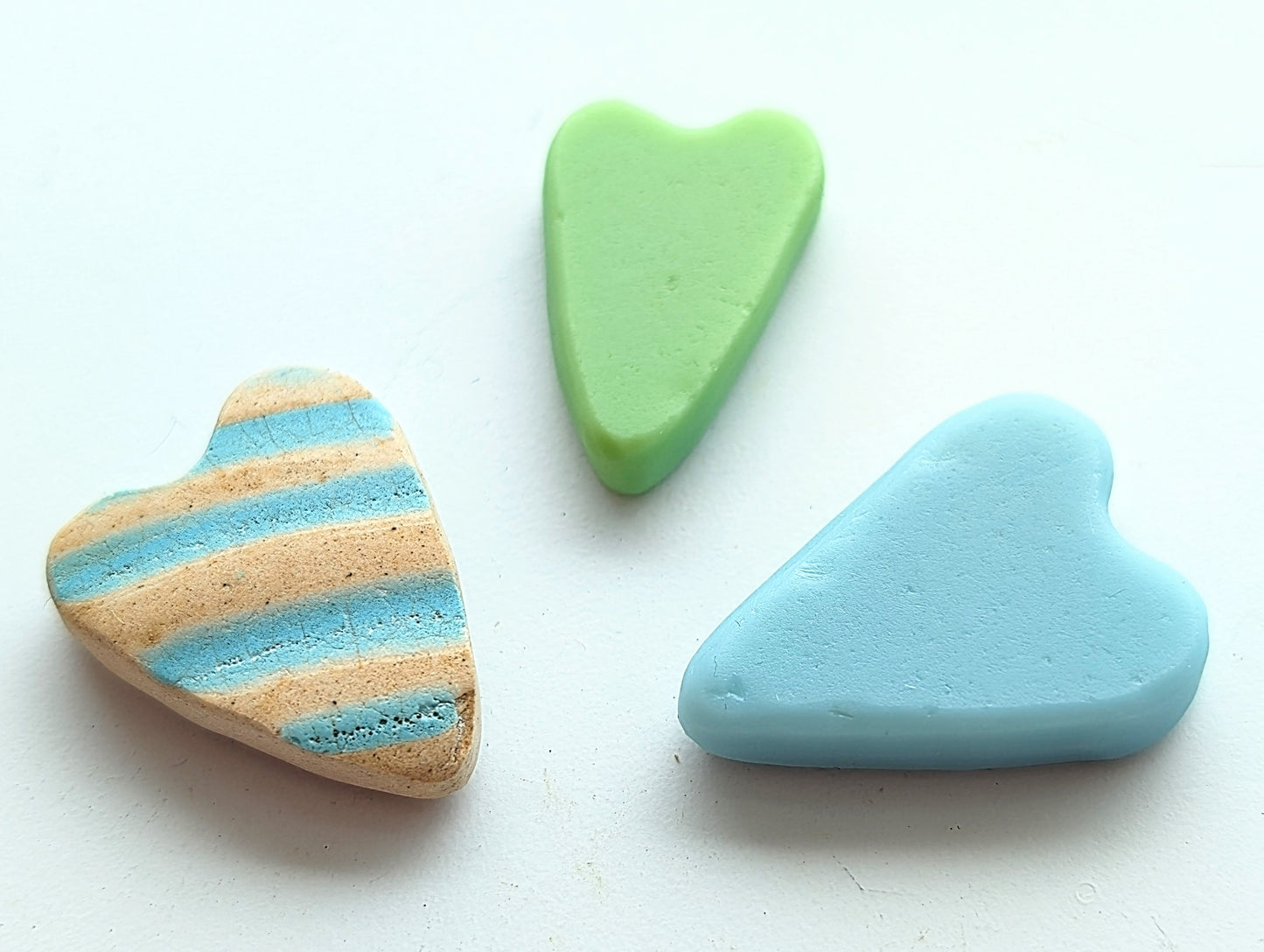 Hand-shaped Edinburgh Sea-Pieces. Sea Glass & Sea Pottery Hearts