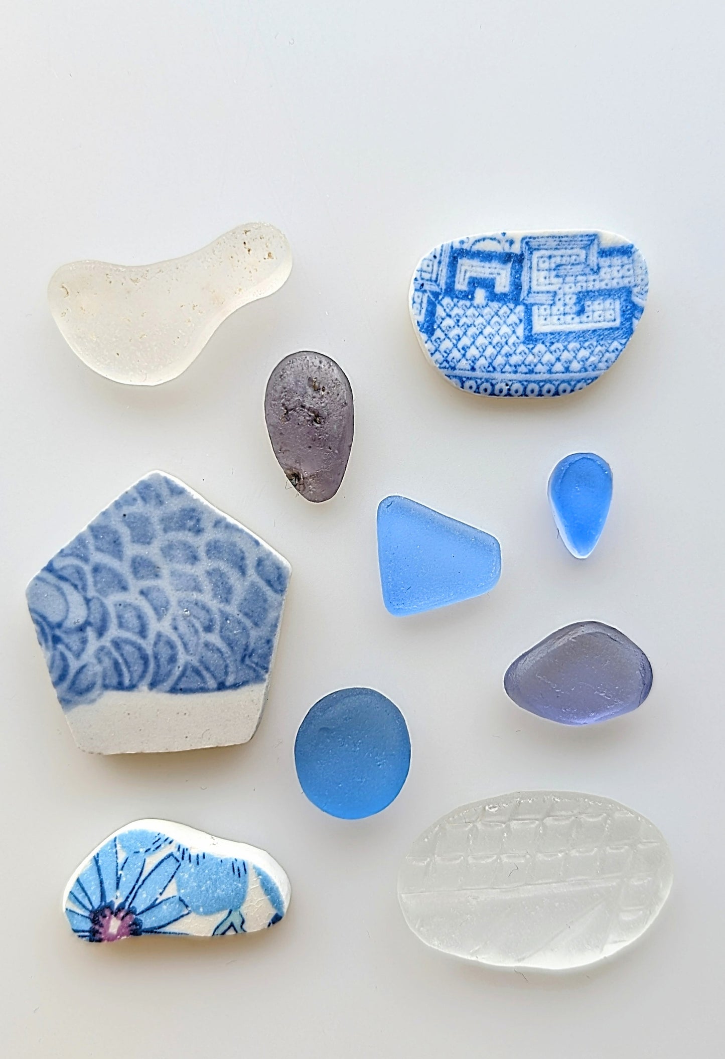 "Lavender Collection": Hand-shaped Edinburgh Sea-Pieces - Sea Glass & Sea Pottery