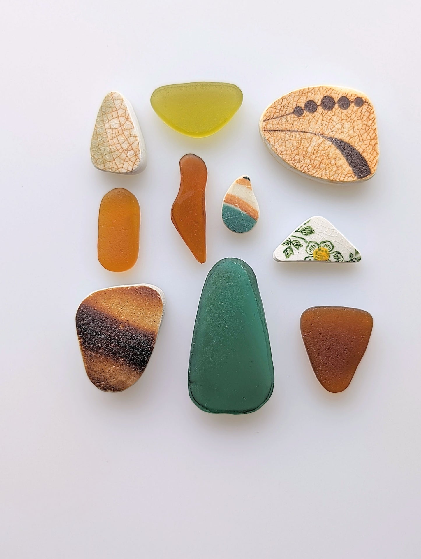 "Autumn" Collection: Hand-shaped Edinburgh Sea-Pieces - Sea Glass & Sea Pottery