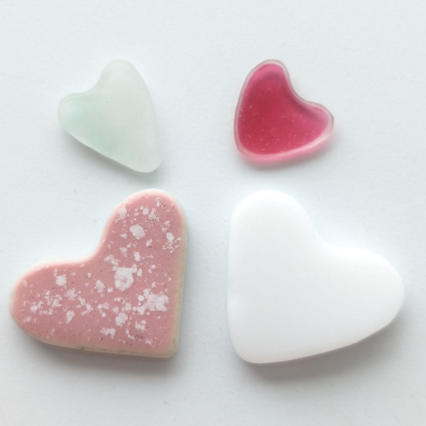 Hand-shaped Edinburgh Sea-Pieces. Sea Glass & Sea Pottery Hearts