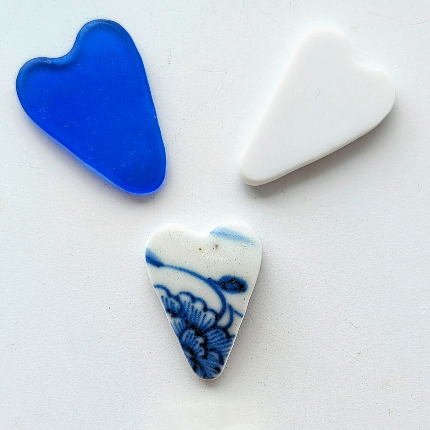 Hand-shaped Edinburgh Sea-Pieces. Sea Glass & Sea Pottery Hearts