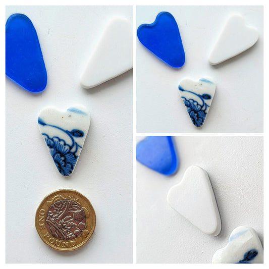 Hand-shaped Edinburgh Sea-Pieces. Sea Glass & Sea Pottery Hearts