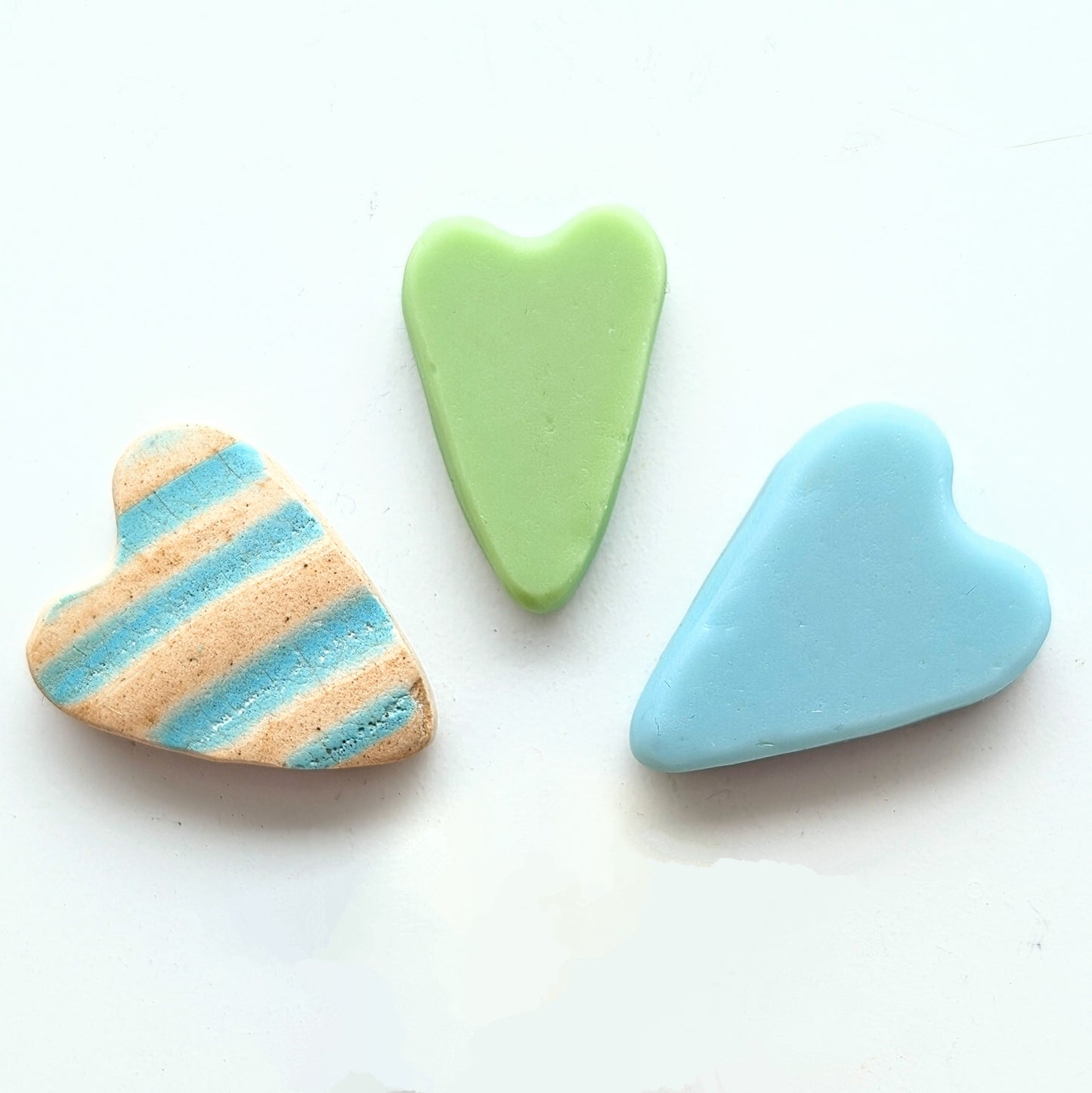 Hand-shaped Edinburgh Sea-Pieces. Sea Glass & Sea Pottery Hearts