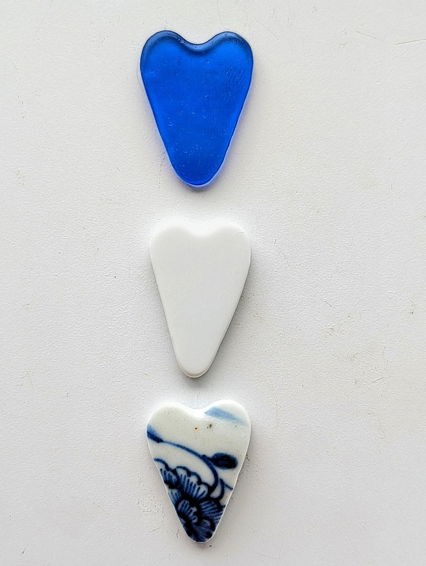 Hand-shaped Edinburgh Sea-Pieces. Sea Glass & Sea Pottery Hearts