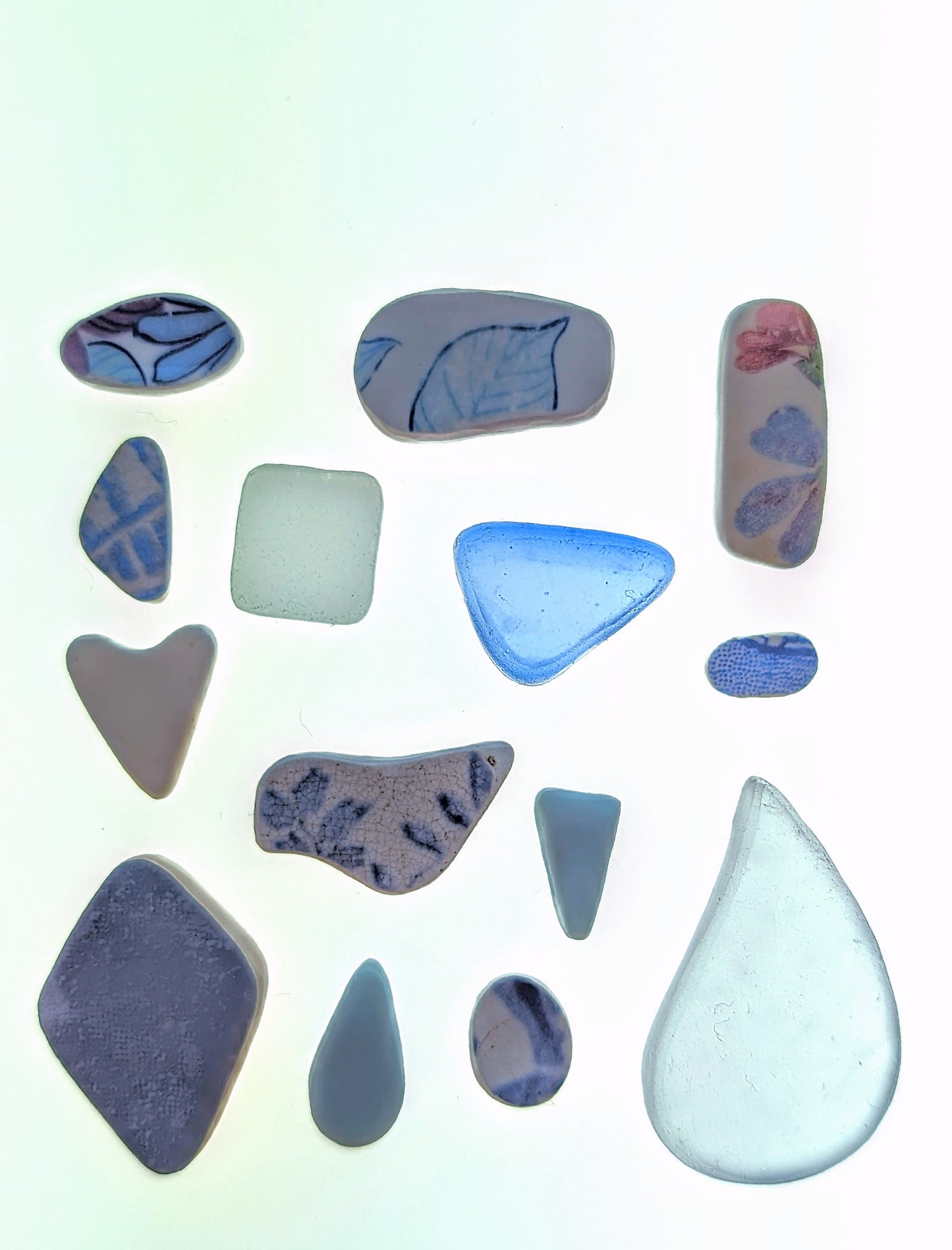 "Summer Skies" Collection: Hand-shaped Edinburgh Sea-Pieces - Sea Glass & Sea Pottery