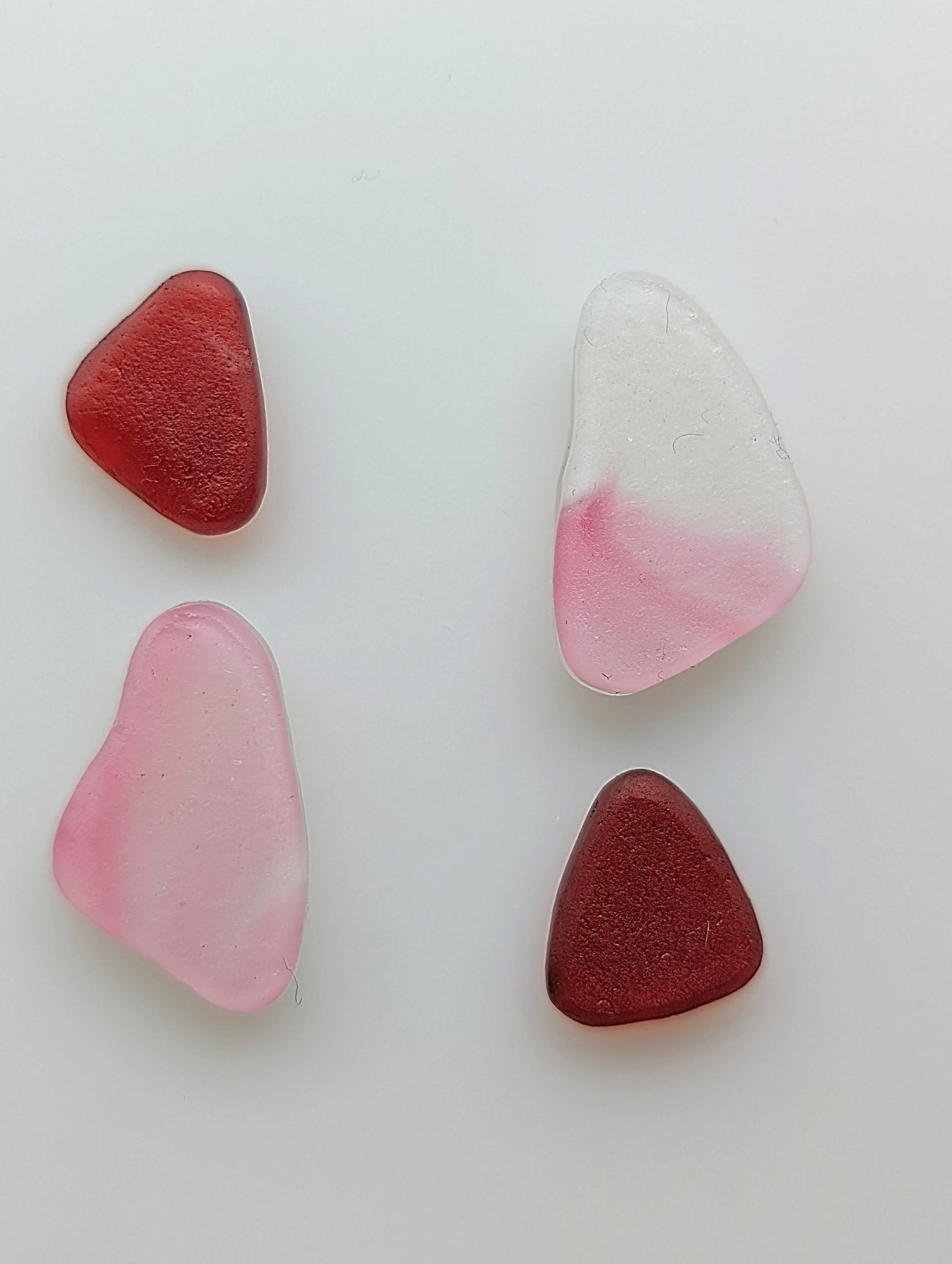 "Raspberry Ripple" odd pairs: Hand-shaped Edinburgh Sea-Pieces - Sea Glass & Sea Pottery