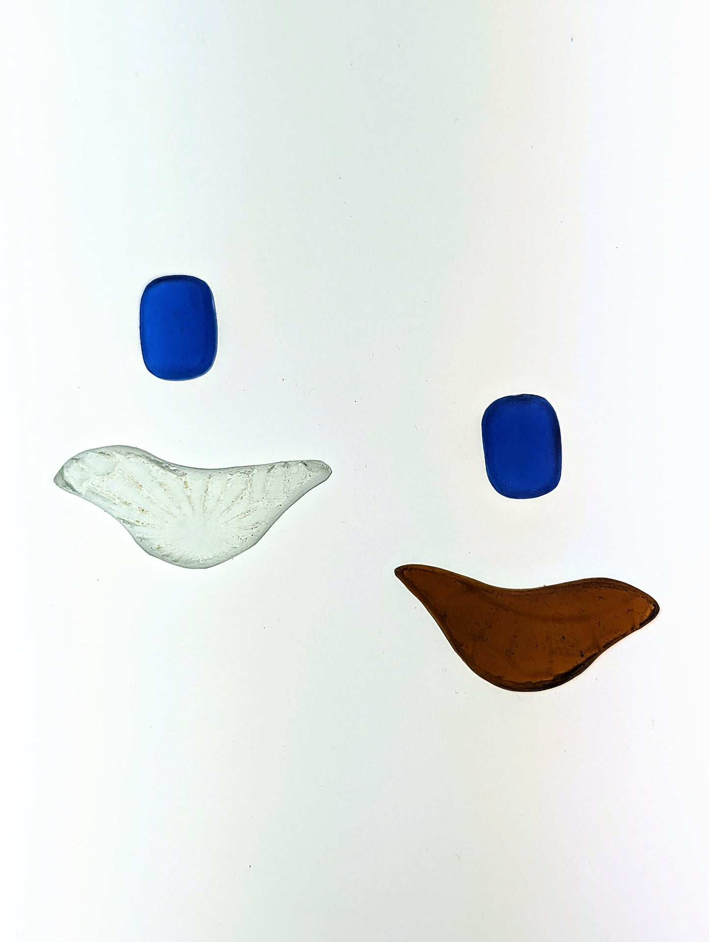 "Textured Birds" odd pairs: Hand-shaped Edinburgh Sea-Pieces - Sea Glass & Sea Pottery