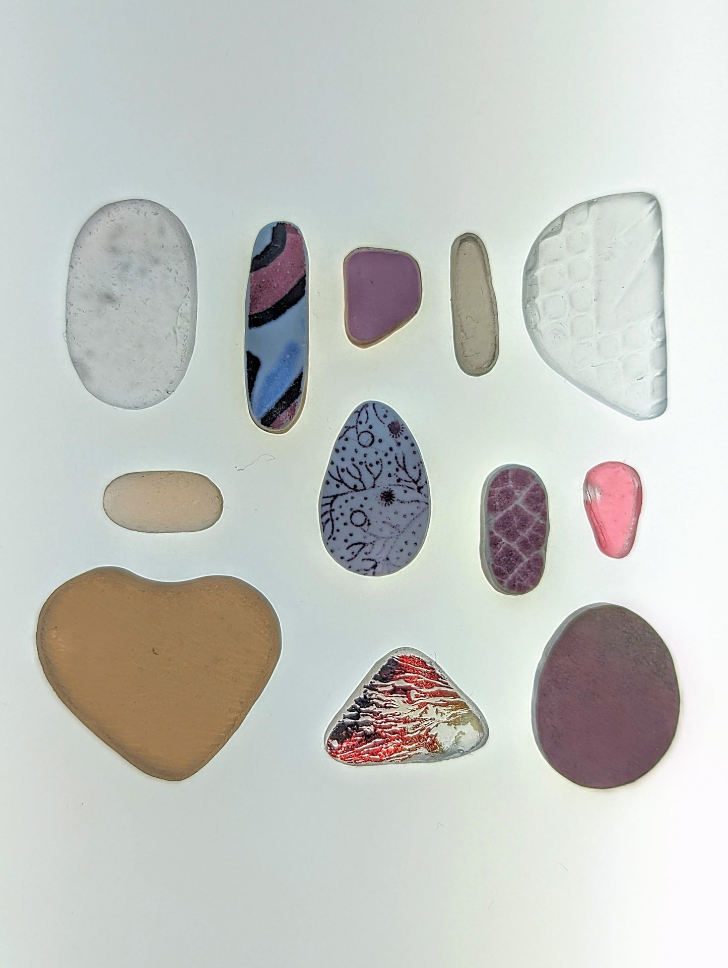 "Smoky Coral" Collection: Hand-shaped Edinburgh Sea-Pieces - Sea Glass & Sea Pottery