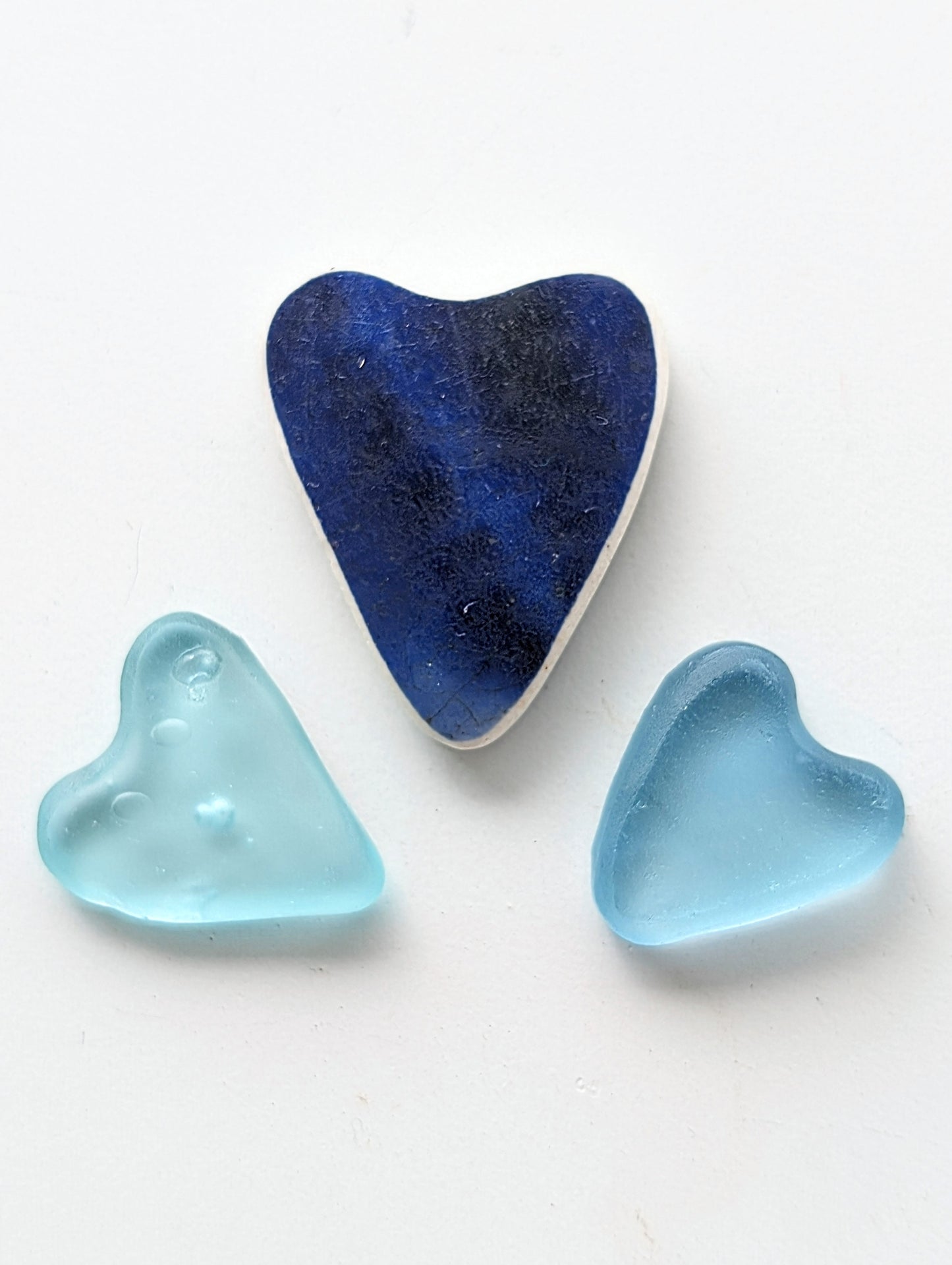 Hand-shaped Edinburgh Sea-Pieces. Sea Glass & Sea Pottery Hearts