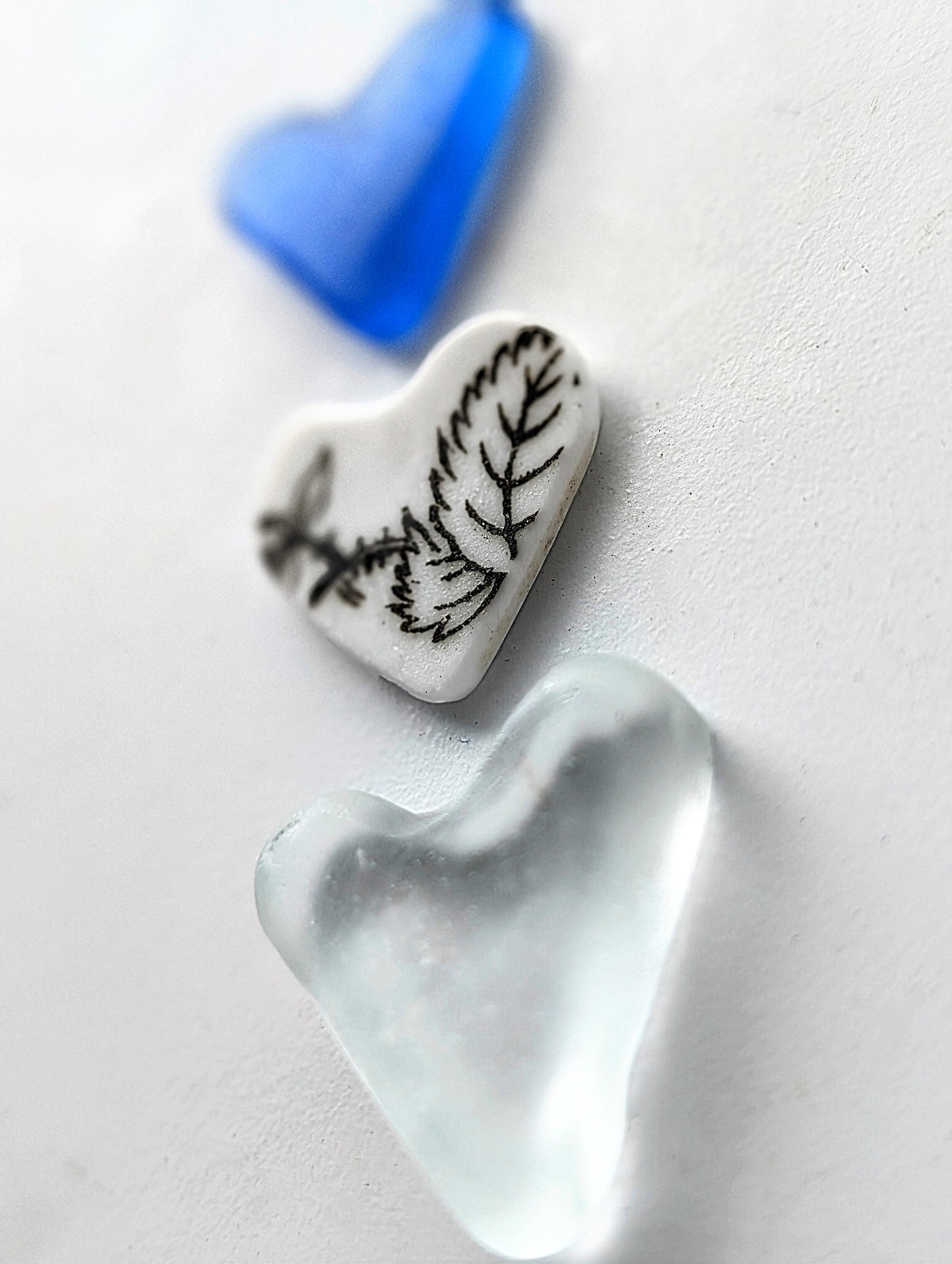 Hand-shaped Edinburgh Sea-Pieces. Sea Glass & Sea Pottery Hearts