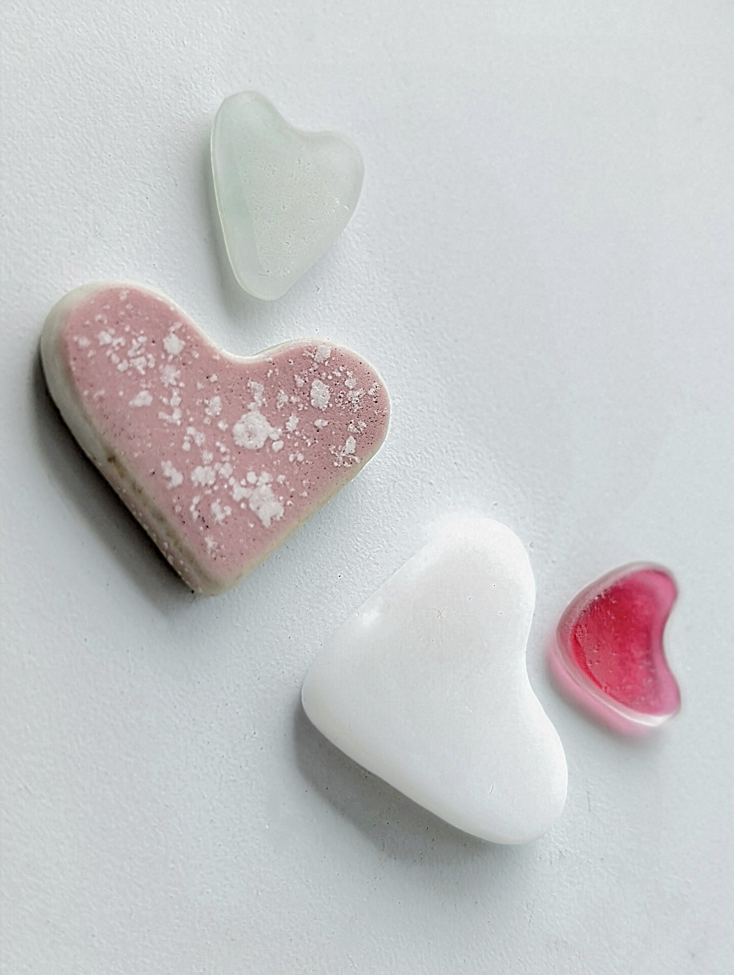 Hand-shaped Edinburgh Sea-Pieces. Sea Glass & Sea Pottery Hearts