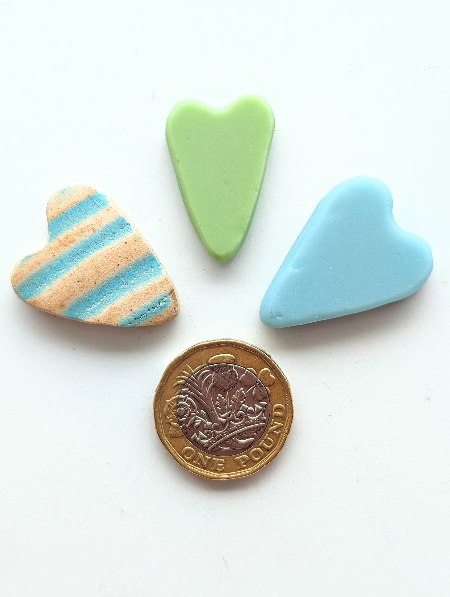 Hand-shaped Edinburgh Sea-Pieces. Sea Glass & Sea Pottery Hearts