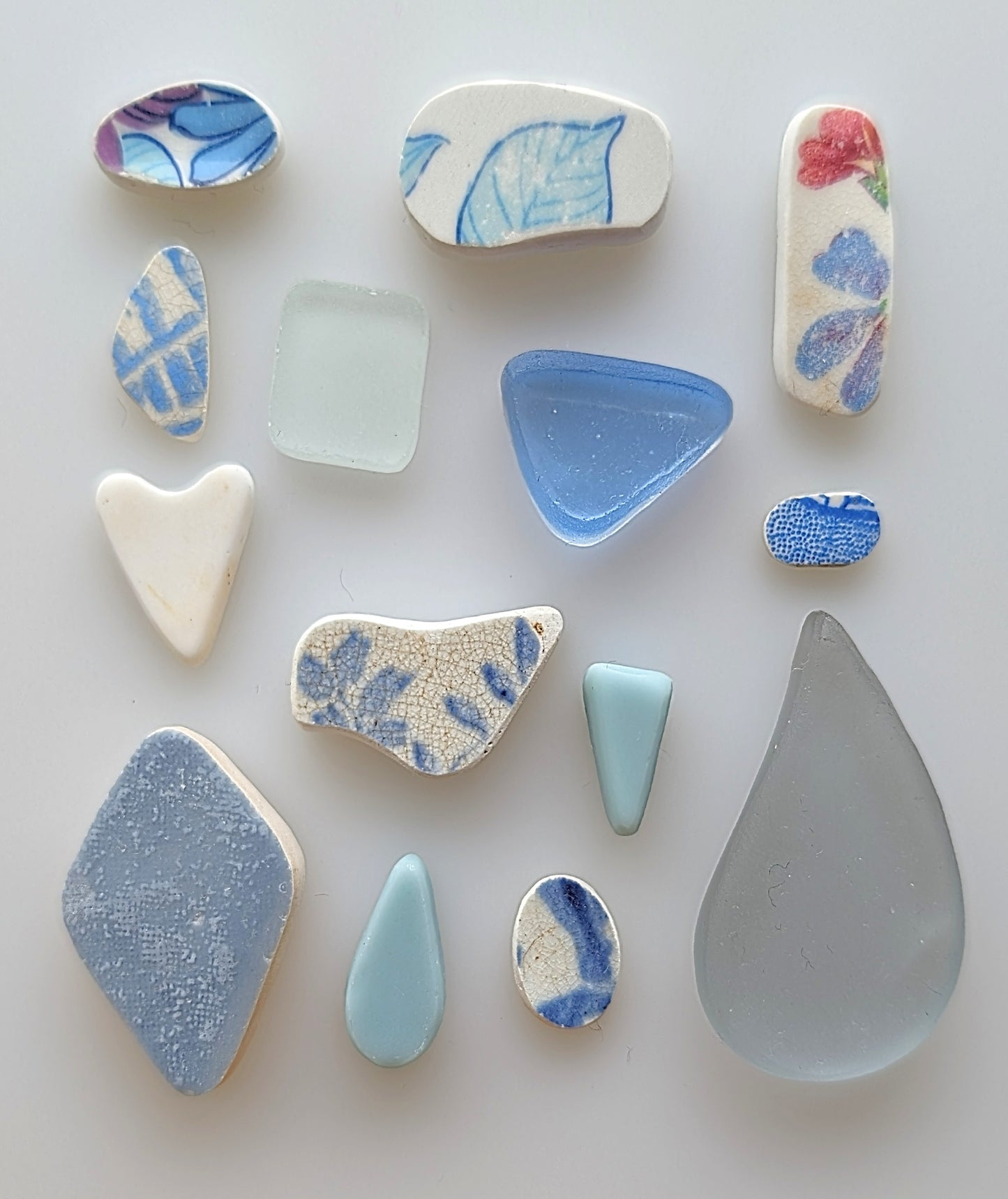 "Summer Skies" Collection: Hand-shaped Edinburgh Sea-Pieces - Sea Glass & Sea Pottery