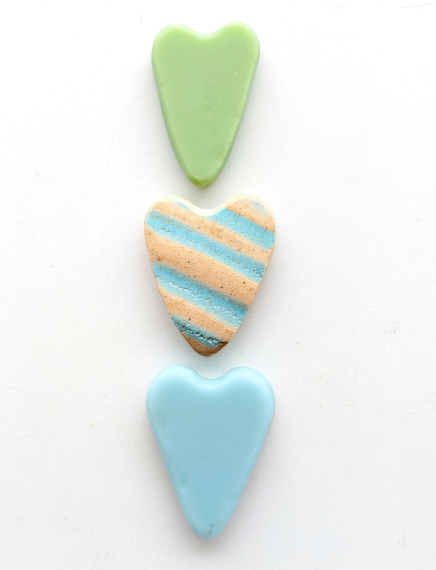 Hand-shaped Edinburgh Sea-Pieces. Sea Glass & Sea Pottery Hearts