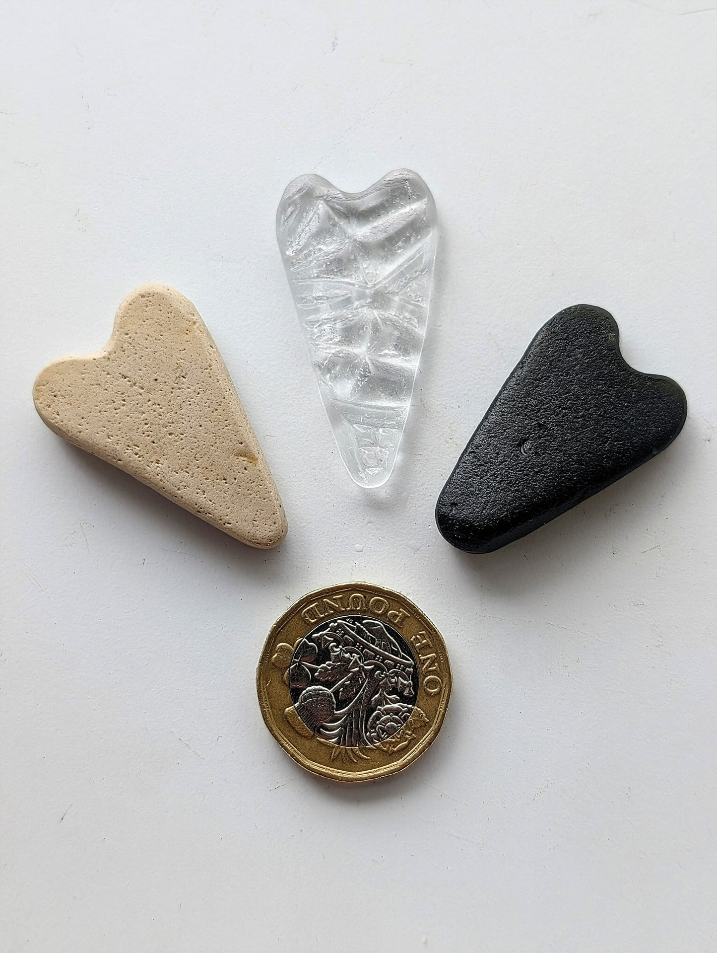 Hand-shaped Edinburgh Sea-Pieces. Sea Glass & Sea Pottery Hearts