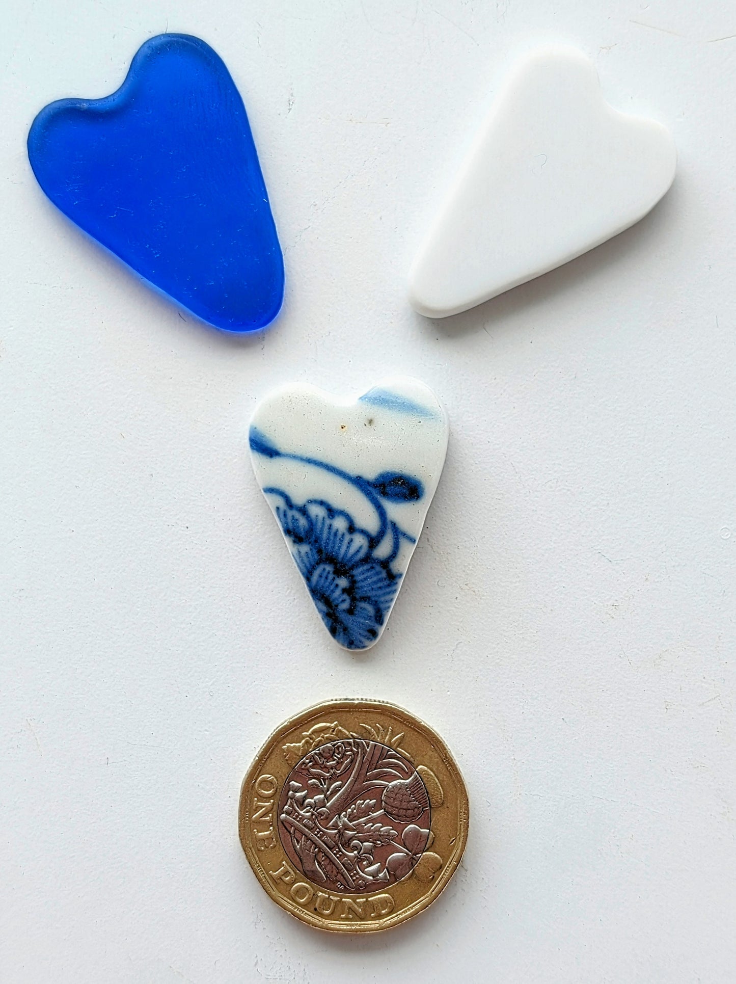 Hand-shaped Edinburgh Sea-Pieces. Sea Glass & Sea Pottery Hearts