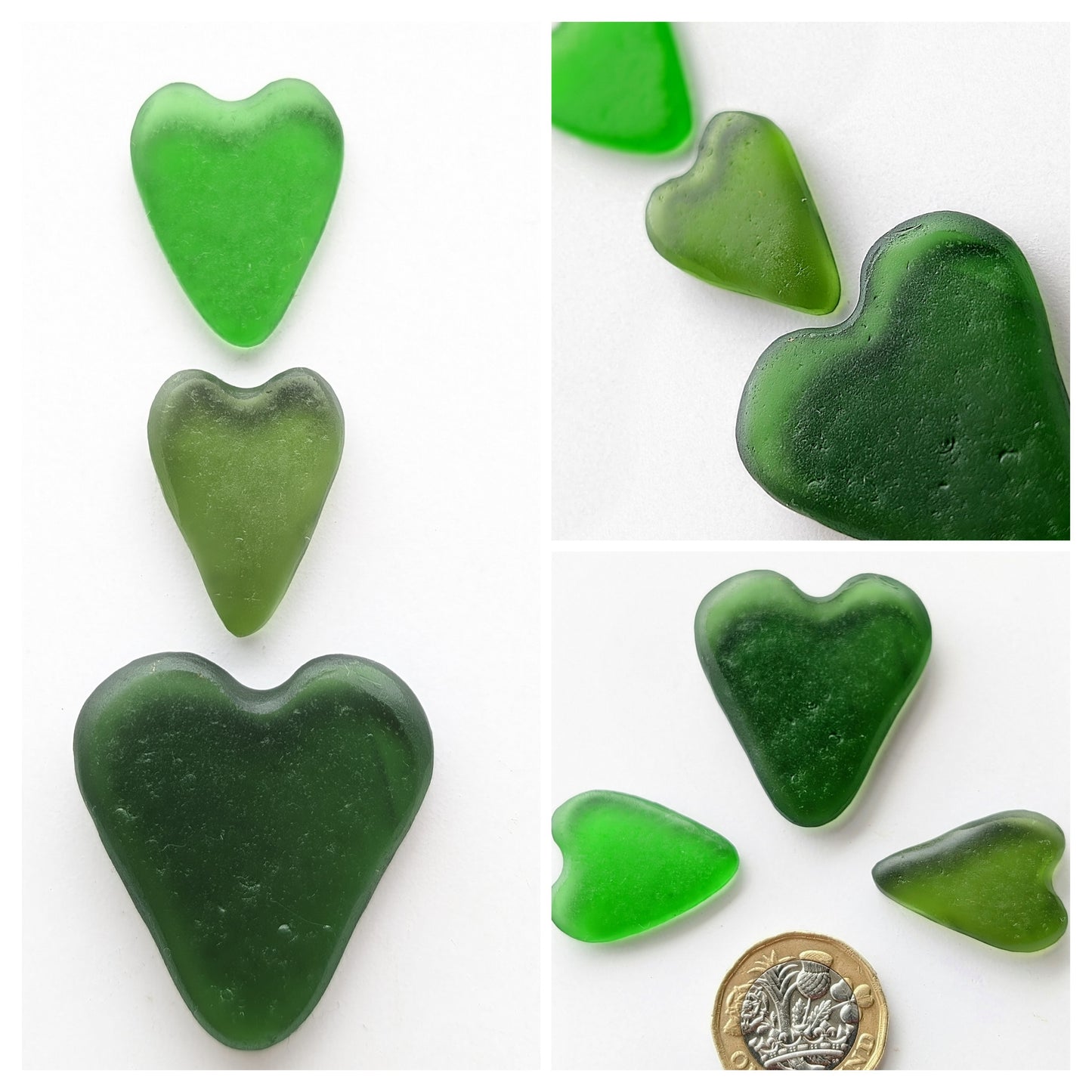 Hand-shaped Edinburgh Sea-Pieces. Sea Glass Hearts