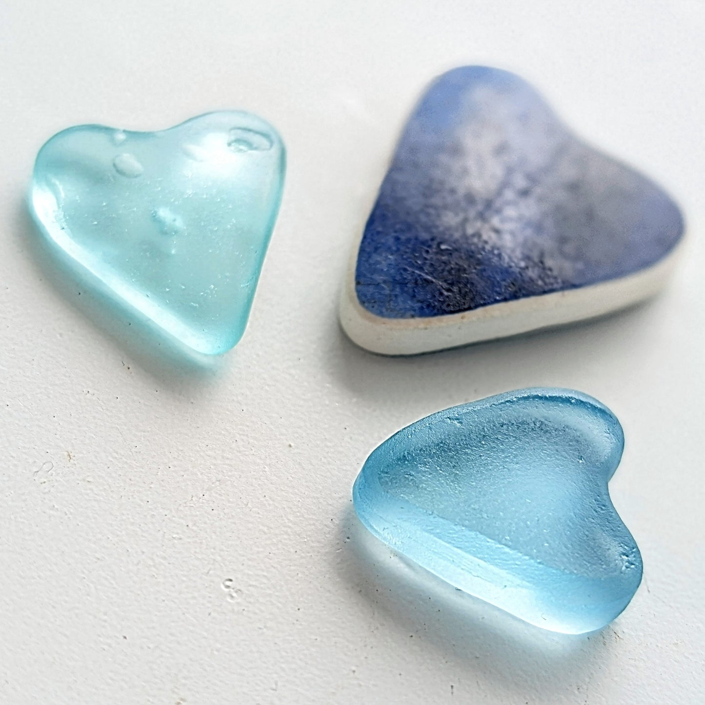 Hand-shaped Edinburgh Sea-Pieces. Sea Glass & Sea Pottery Hearts